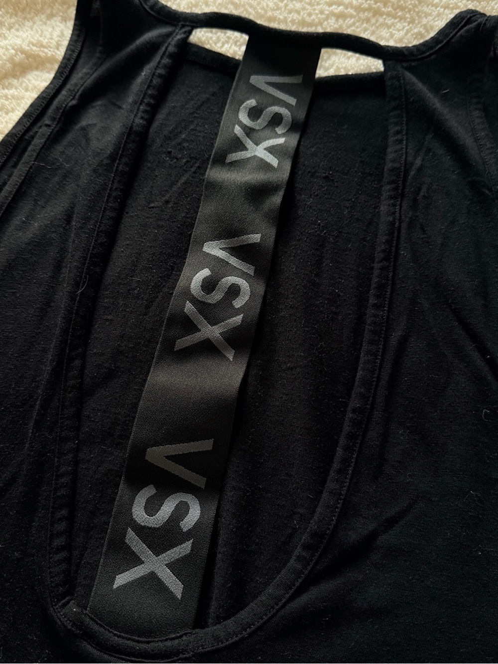 VSX Black Racerback Tank with Branded Center Strap
